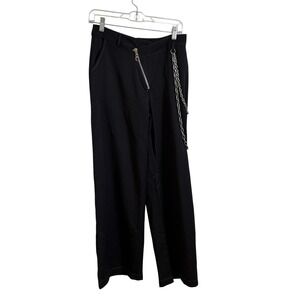 The Ragged Priest Black Wide Leg Trousers Pants Chain Accent Size 8‎